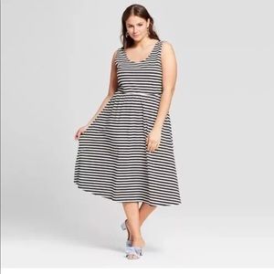 Who What Wear Striped Fit & Flair Dress Plus XXL